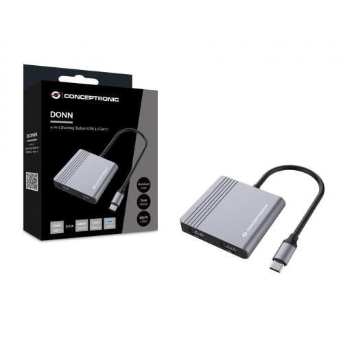 Conceptronic DONN13G stacja dokująca Przewodowa USB 3.2 Gen 1 (3.1 Gen 1) Type-C Szary-23413859