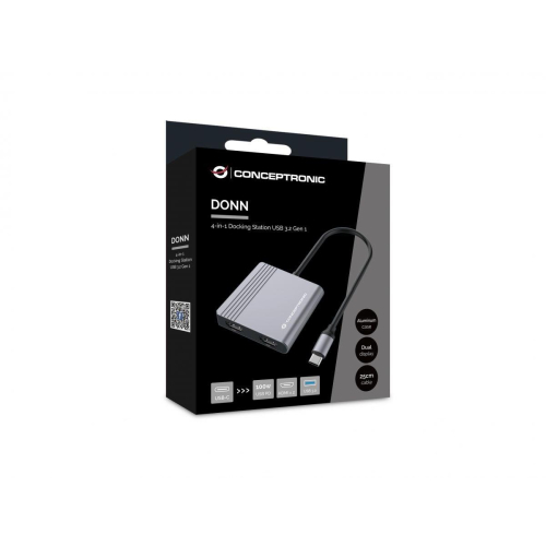 Conceptronic DONN13G stacja dokująca Przewodowa USB 3.2 Gen 1 (3.1 Gen 1) Type-C Szary-23413860