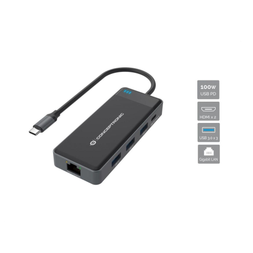 Conceptronic DONN14G stacja dokująca Przewodowa USB 3.2 Gen 1 (3.1 Gen 1) Type-C Szary