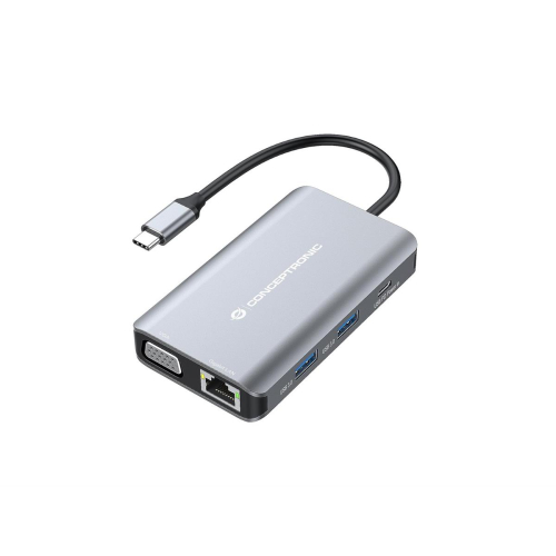 CONCEPTRONIC 7-1 Dock USB-C->HDMI/3xUSB-A/VGA/+ 25cm gr
