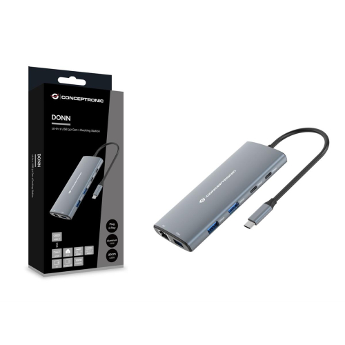 Conceptronic DONN06G stacja dokująca Przewodowa USB 3.2 Gen 1 (3.1 Gen 1) Type-C Szary-23413912