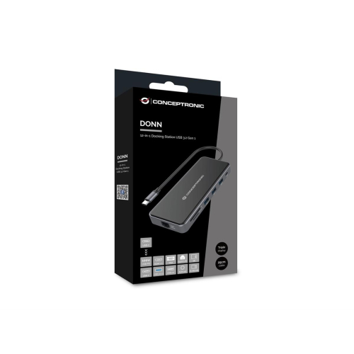 Conceptronic DONN15G - Stacja dokująca - USB-C 3.2 Gen 1 - VGA, 2 x HDMI - GigE-23413925
