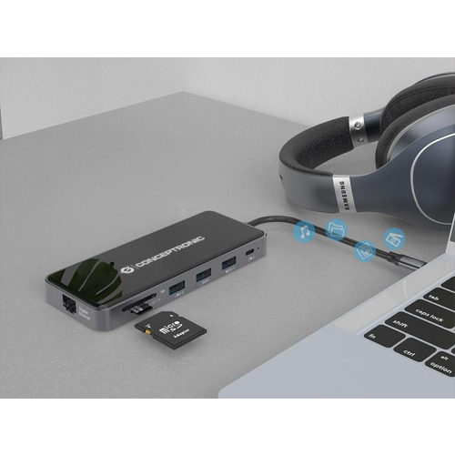 Conceptronic DONN15G - Stacja dokująca - USB-C 3.2 Gen 1 - VGA, 2 x HDMI - GigE-23413927