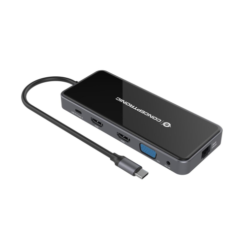 Conceptronic DONN15G - Stacja dokująca - USB-C 3.2 Gen 1 - VGA, 2 x HDMI - GigE-23413929