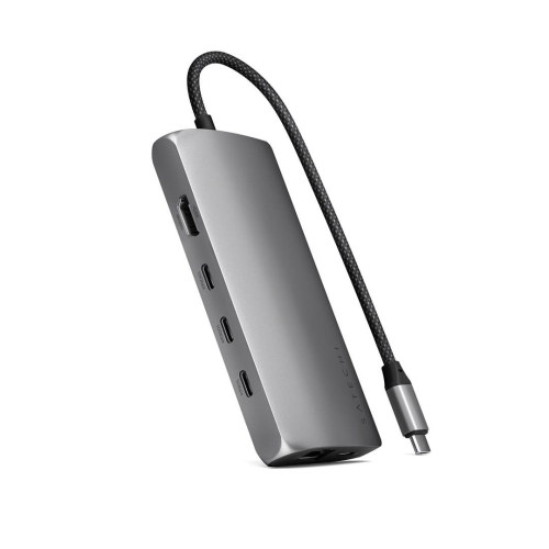 Adapter USB-C Satechi Multiport 8K - (USB-C, HDMI, 3x USB 3.2 Gen 2 10Gbps, 1x USB 3.2 Gen 1 5Gbps, czytnik kart SD UHS-II, Ethernet port) (space gray