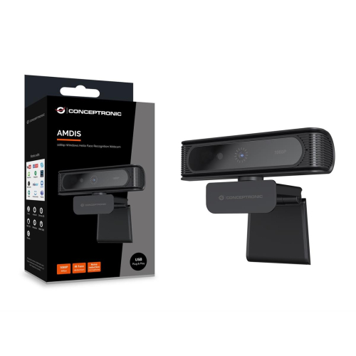 CONCEPTRONIC Kamera internetowa USB-A2.0 80° 1080P/30Hz FullHD + Mikrofon czarno-biały-23414065