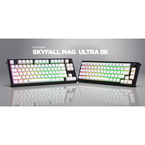 HATOR Skyfall 80 MAG ULTRA 8K klawiatura Gaming USB QWERTY US English Czarny, Biały-23414219