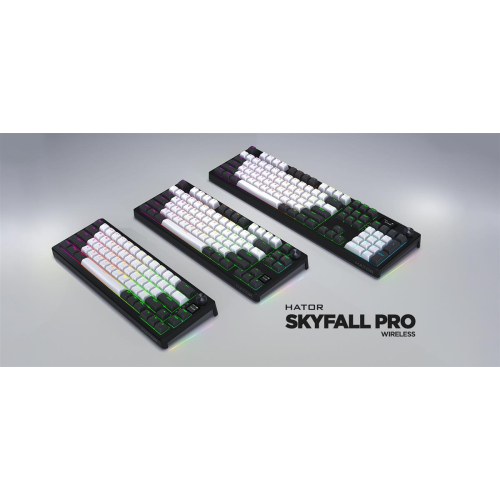 HATOR Skyfall Pro Wireless 65 klawiatura Gaming USB + RF Wireless + Bluetooth QWERTY US English Czarny, Szary-23414254