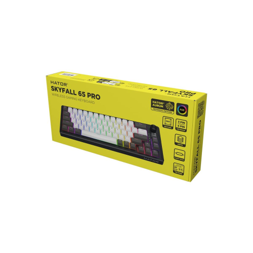HATOR Skyfall Pro Wireless 65 klawiatura Gaming USB + RF Wireless + Bluetooth QWERTY US English Czarny, Szary-23414262