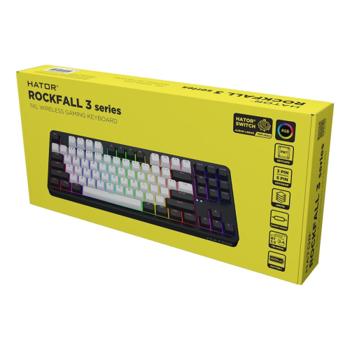 Klawiatura dla graczy Hator Rockfall 3 TKL Wireless mechaniczna czarna (klawisze czarno-białe)-23414367