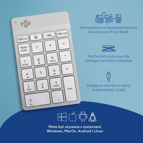 R-Go Tastatur Nummernblock Break Bluetooth weiĂź-23414529
