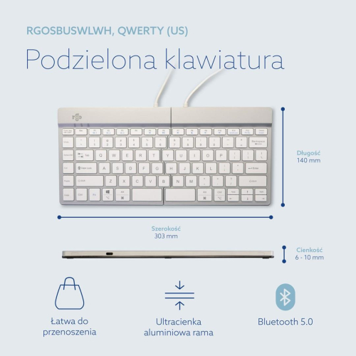 Klawiatura R-Go Tastatur Split Break US-Layout Bluetooth weiĂź-23414609