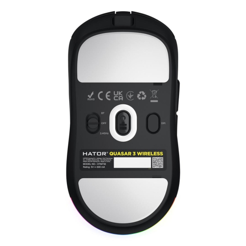 HATOR Quasar 3 Wireless myszka Gaming Oburęczny RF Wireless + Bluetooth + USB Type-A Optyczny 12000 DPI-23415317