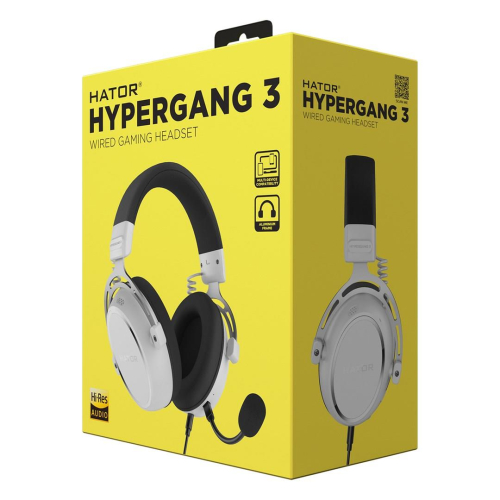 HATOR HYPERGANG 3 Hi-Res Zestaw słuchawkowy Przewodowa Opaska na głowę Gaming USB Type-C / USB Type-A Biały-23415605