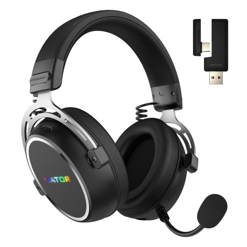 HATOR Hypergang 3 Wireless Zestaw słuchawkowy Bezprzewodowy Opaska na głowę Gaming USB Type-C / USB Type-A Bluetooth Czarny