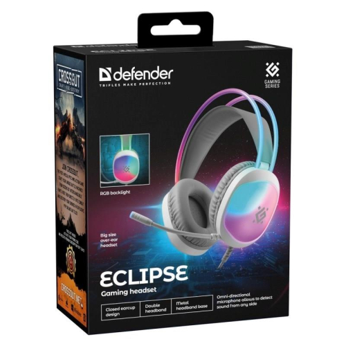 DEFENDER SŁUCHAWKI Z MIKROFONEM ECLIPSE RGB BIAŁE 62440-23416296