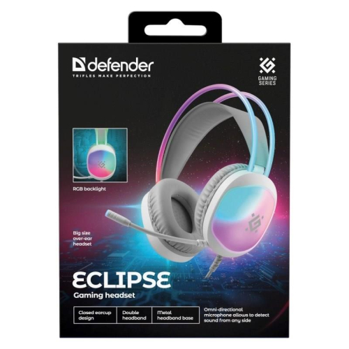 DEFENDER SŁUCHAWKI Z MIKROFONEM ECLIPSE RGB BIAŁE 62440-23416297