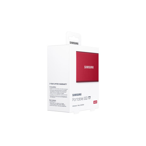 Dysk zewnętrzny SSD Samsung T7 (500GB; USB 3.2; czerwony; MU-PC500R/WW)-2342020