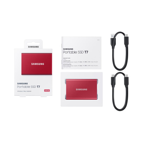 Dysk zewnętrzny SSD Samsung T7 (500GB; USB 3.2; czerwony; MU-PC500R/WW)-2342022