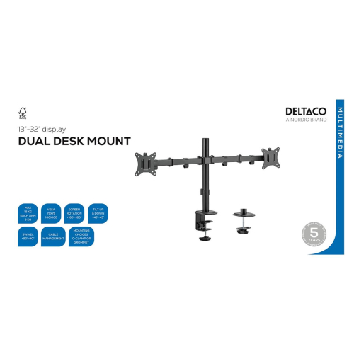 Deltaco ARM-0300-B uchwyt do telewizorów 81,3 cm (32