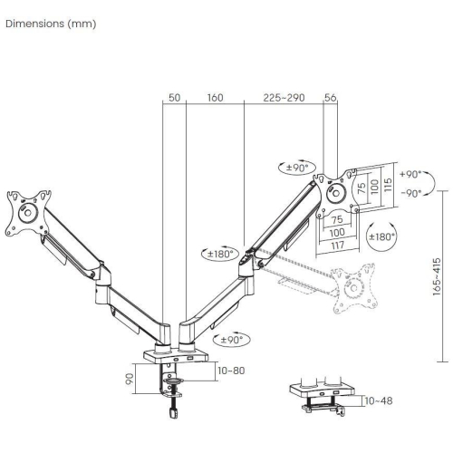 Deltaco ARM-1300-B uchwyt do telewizorów 81,3 cm (32
