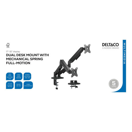 Deltaco ARM-1300-B uchwyt do telewizorów 81,3 cm (32