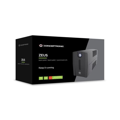 Zasilacz awaryjny UPS Conceptronic 650 VA/360 W/2xUK/HID USB/RJ45in/Out/AVR sw-23436716