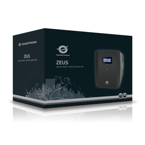 Conceptronic ZEUS 1200VA 720W UPS - IEC + schuko socket - Line-Interactive - 1200 VA - 720 W - 220 V - 240 V - 220 V-234