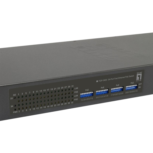 LevelOne FGP-3400W380 przełącznik sieciowy Nie zarządzany Fast Ethernet (10/100) Obsługa PoE Czarny-23458460