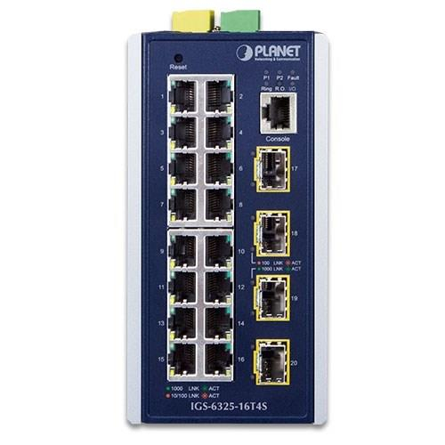 PLANET IGS-6325-16T4S przełącznik sieciowy Zarządzany L3 Gigabit Ethernet (10/100/1000) Niebieski, Szary-23458516
