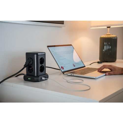Brennenstuhl 1153560010 Wieża zasilająca Tower 8 gniazd 2xUSB-A 1xUSB-C PD 2m Schuko Czarna-23468046