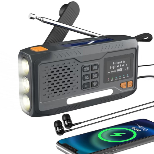 Extralink RADIO AWARYJNE BLUETOOTH SOLARNE Z KORBKA DYNAMO POWERBANK 4000MAH Z LATARKA SOS BT-4000 Przenośny Analogowe i cyfrowe Czarny, Pomarańczowy