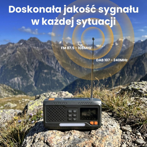 Extralink RADIO AWARYJNE BLUETOOTH SOLARNE Z KORBKA DYNAMO POWERBANK 4000MAH Z LATARKA SOS BT-4000 Przenośny Analogowe 