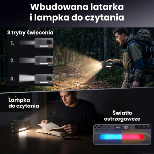 Extralink RADIO AWARYJNE BLUETOOTH SOLARNE Z KORBKA DYNAMO POWERBANK 4000MAH Z LATARKA SOS BT-4000 Przenośny Analogowe 
