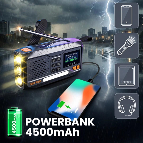 Extralink RADIO AWARYJNE BLUETOOTH SOLARNE Z KORBKA DYNAMO POWERBANK 4000MAH Z LATARKA SOS BT-4000 Przenośny Analogowe 