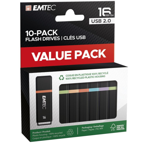 Emtec K100 pamięć USB 16 GB USB Typu-A 2.0 Czarny, Wielobarwny