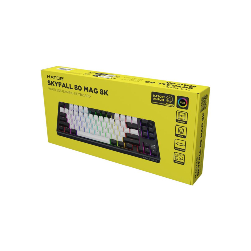 HATOR Skyfall 80 MAG ULTIMA 8K wireless klawiatura Gaming USB + RF Wireless + Bluetooth QWERTY US English Czarny, Biały