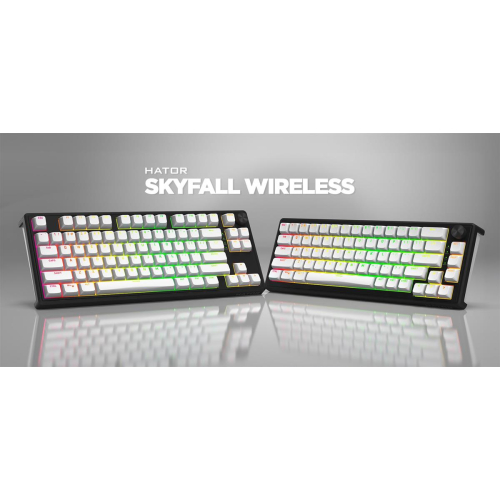 HATOR Skyfall Wireless 80 klawiatura Gaming USB + RF Wireless + Bluetooth QWERTY US English Czarny, Biały-23475380