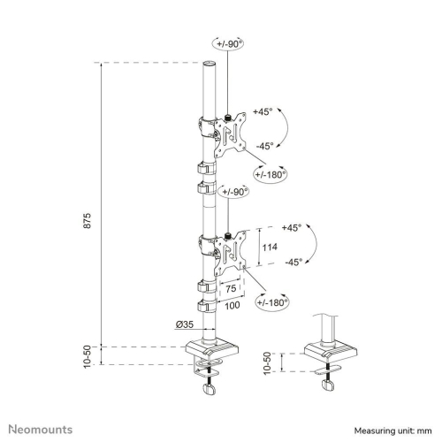 Neomounts DS60-600BL2V uchwyt / stojak do monitorów 81,3 cm (32