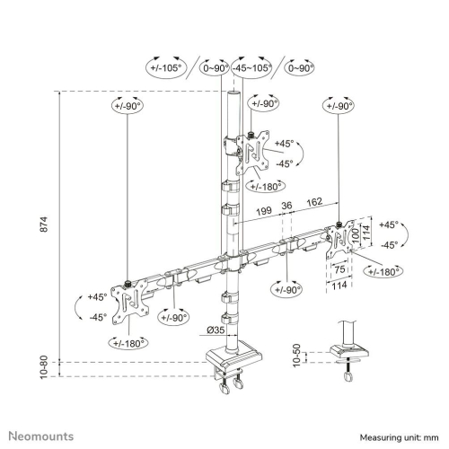 Neomounts DS60-600BL2-1 uchwyt / stojak do monitorów 81,3 cm (32