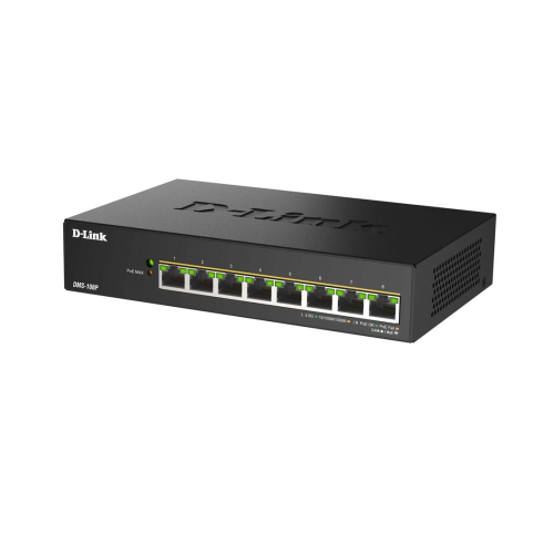 D-Link DMS-108P/E przełącznik sieciowy Nie zarządzany 2.5G Ethernet (100/1000/2500) Obsługa PoE Czarny