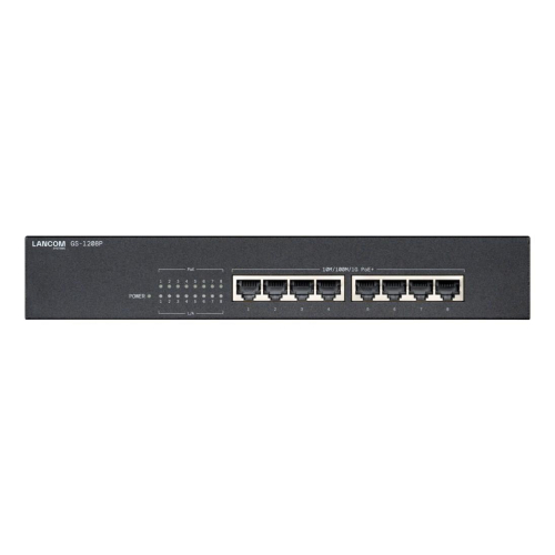 GS-1208P Nie zarządzany Gigabit Ethernet (10/100/1000) Obsługa PoE 1U Czarny