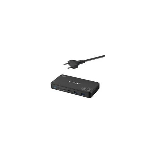 Sieciowa stacja ładująca BlitzWolf 5 w 1 czarna / 120W / 2xUSB-A / 3xUSB-C