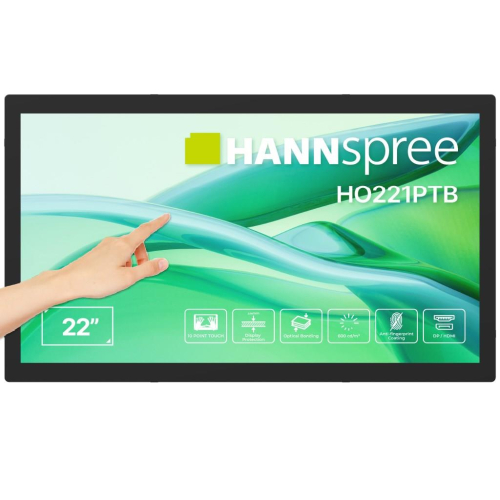Hannspree HO221PTB signage display Płaski panel Digital Signage 54,5 cm (21.4") LCD 600 cd/m2 Full HD Czarny Ekran dotykowy