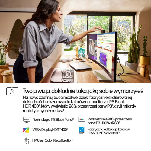 Monitor HP LED 34” S7 Pro 734pm (8K157UT) Curved IPS 120Hz WQHD Kamera RJ-45 ThunderBolt 4-23622007