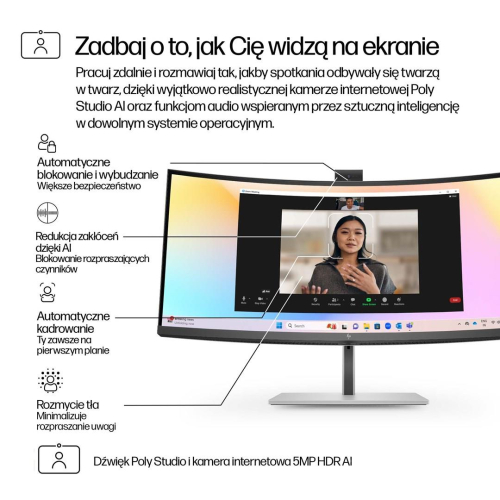 Monitor HP LED 34” S7 Pro 734pm (8K157UT) Curved IPS 120Hz WQHD Kamera RJ-45 ThunderBolt 4-23622008