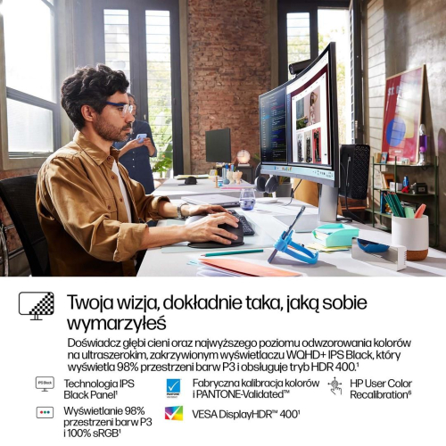 Monitor HP LED 37,5” S7 Pro 738pu (8K167AA) Curved IPS WQHD+ HDR400 RJ-45 ThunderBolt 4-23622018