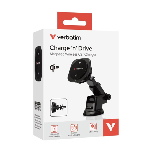 Verbatim Charge 'n' Drive Qi2 Smartfon Czarny USB Bezprzewodowe ładowanie Szybkie ładowanie Automatyczna-23673050