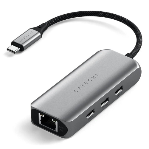 Satechi 4-In-1 USB-C Hub - hub do urządzeń mobilnych USB-C (3x USB-C 3.2 gen2 10Gbps, 2.5 Gigabit Ethernet) (space gra