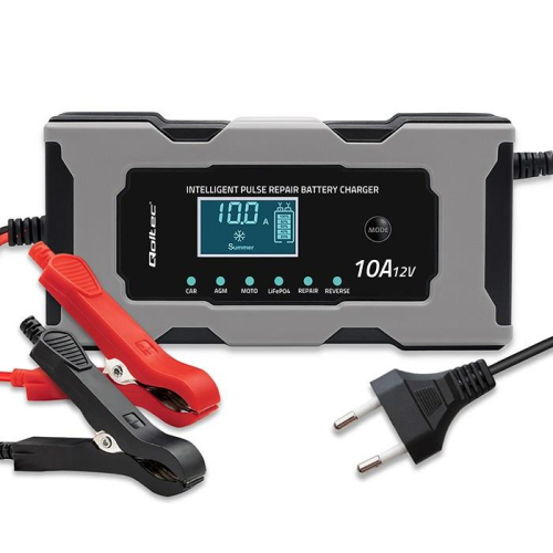 QOLTEC ŁADOWARKA 12V 10A | PROSTOWNIK Z FUNKCJĄ NAPRAWY DO AKUMULATORA AGM GEL LIFEPO4 | LCD-23705502